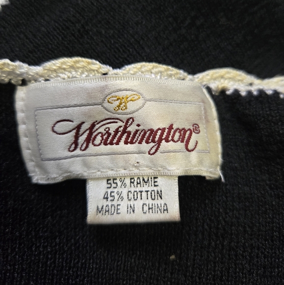 Vintage Y2K black and white Worthingon embroidered beaded short sleeved cardigan - Picture 6 of 6